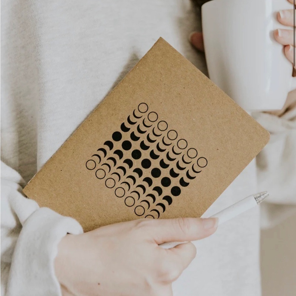 Set/2 Moon Phases Kraft Lined Notebooks, Tan, Black - Picture 9 of 16